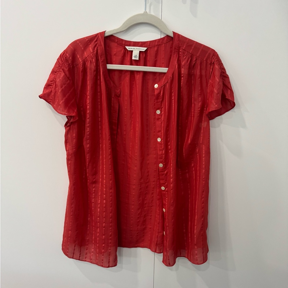 Red Button-Up Blouse